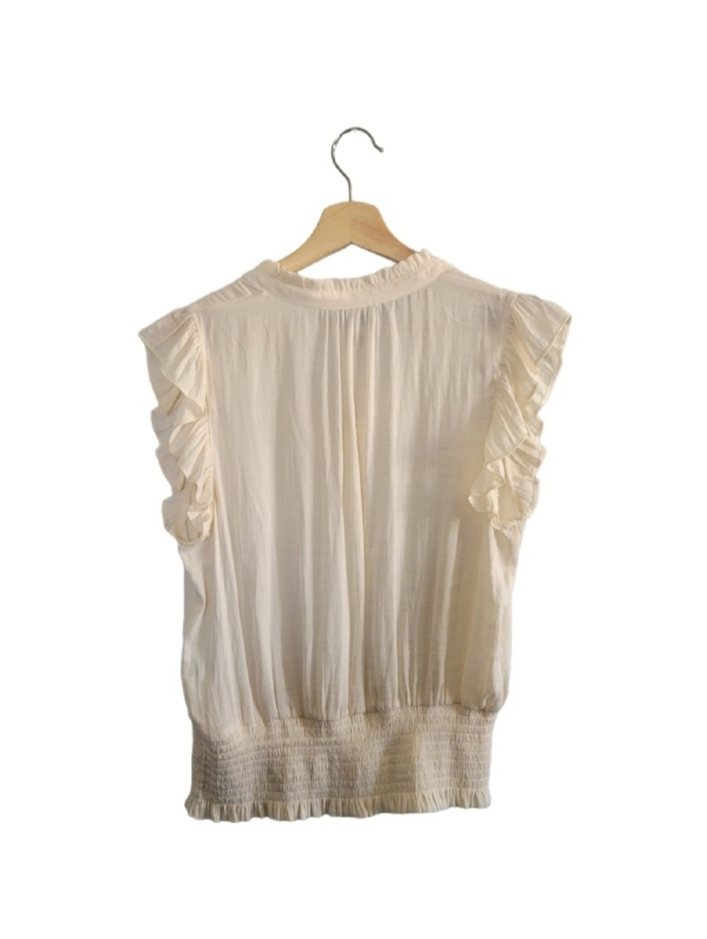 🎈SALE🎈EUC RACHEL Rachel Roy Tie-Neck Ruffle Sleeve Blouse Ivory SZ M Feminine - Picture 2 of 10